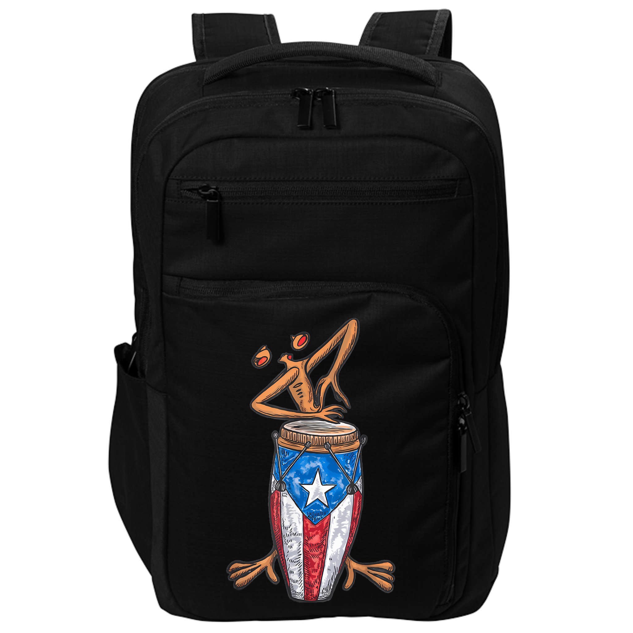 Funny Boricua Puerto Rican Coqui Taino Flag Impact Tech Backpack