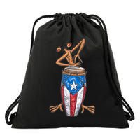 Funny Boricua Puerto Rican Coqui Taino Flag Drawstring Bag