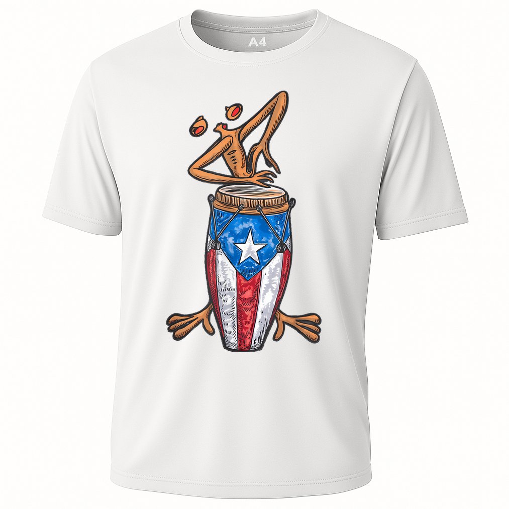 Funny Boricua Puerto Rican Coqui Taino Flag Cooling Performance Crew T-Shirt