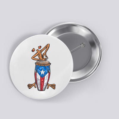 Funny Boricua Puerto Rican Coqui Taino Flag Button