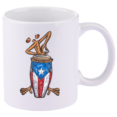 Funny Boricua Puerto Rican Coqui Taino Flag 11oz C Handle Ceramic Mug