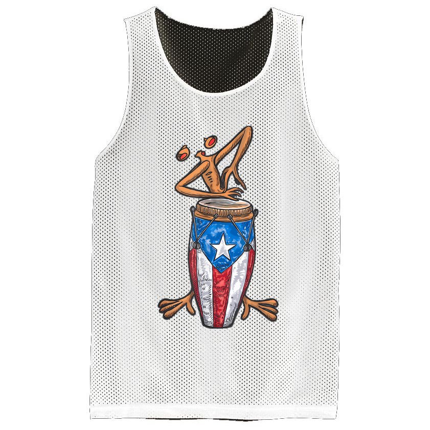 Funny Boricua Puerto Rican Coqui Taino Flag Mesh Reversible Basketball Jersey Tank