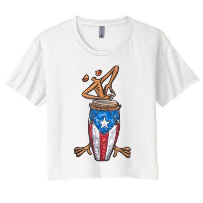 Funny Boricua Puerto Rican Coqui Taino Flag Women's Crop Top Tee