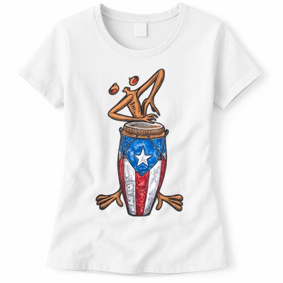 Funny Boricua Puerto Rican Coqui Taino Flag Womens T-Shirt
