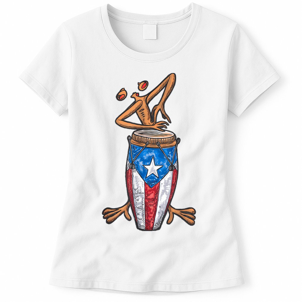Funny Boricua Puerto Rican Coqui Taino Flag Womens T-Shirt