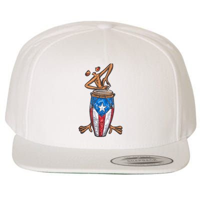 Funny Boricua Puerto Rican Coqui Taino Flag Wool Snapback Cap