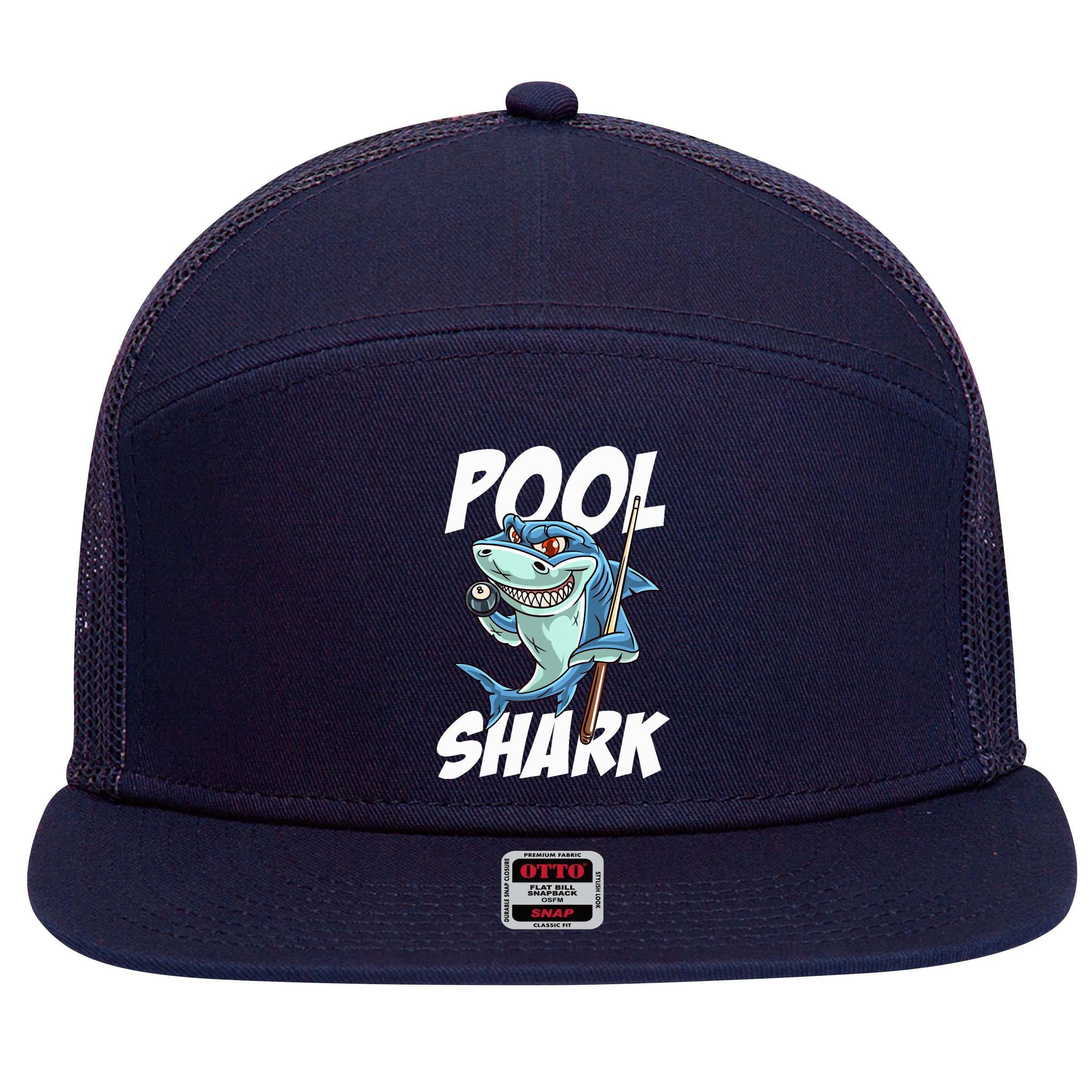 Funny Billiards Pool Shark Snooker Hall Joke Billiard 7 Panel Mesh Trucker Snapback Hat