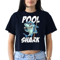 Funny Billiards Pool Shark Snooker Hall Joke Billiard Women's Crop Top Tee