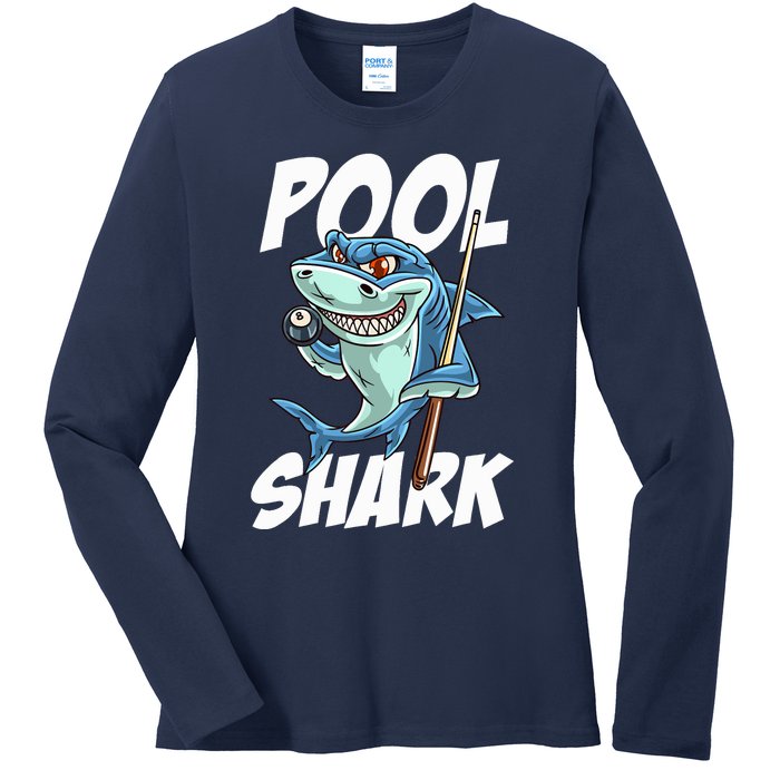 Funny Billiards Pool Shark Snooker Hall Joke Billiard Ladies Long Sleeve Shirt