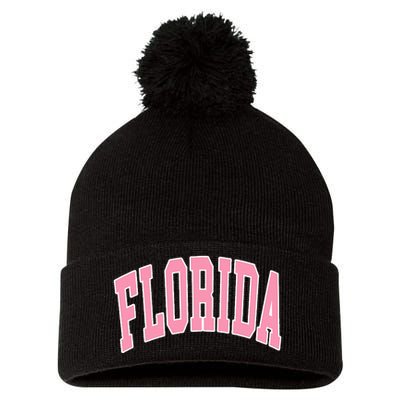 Florida Beach Preppy Pink Pom Pom 12in Knit Beanie