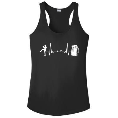 Funny Baseball Player Cute Gift Heartbeat Ekg Baseballer Gift Ladies PosiCharge Competitor Racerback Tank