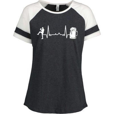 Funny Baseball Player Cute Gift Heartbeat Ekg Baseballer Gift Enza Ladies Jersey Colorblock Tee