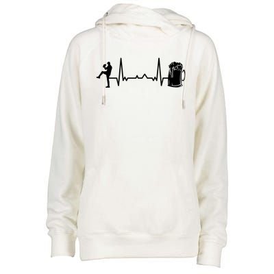 Funny Baseball Player Cute Gift Heartbeat Ekg Baseballer Gift Womens Funnel Neck Pullover Hood