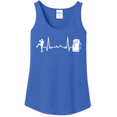 Funny Baseball Player Cute Gift Heartbeat Ekg Baseballer Gift Ladies Essential Tank