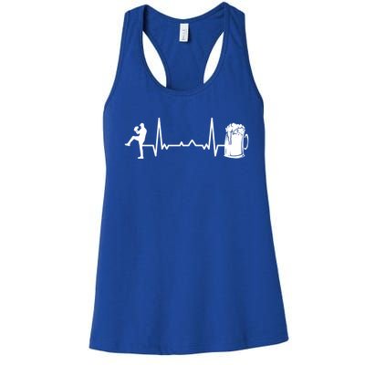 Funny Baseball Player Cute Gift Heartbeat Ekg Baseballer Gift Women's Racerback Tank