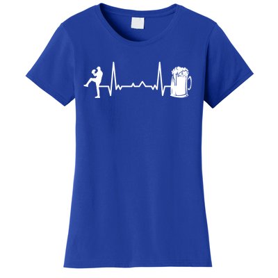 Funny Baseball Player Cute Gift Heartbeat Ekg Baseballer Gift Women's T-Shirt