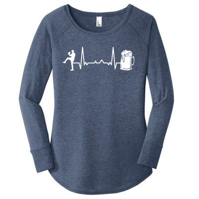 Funny Baseball Player Cute Gift Heartbeat Ekg Baseballer Gift Women's Perfect Tri Tunic Long Sleeve Shirt