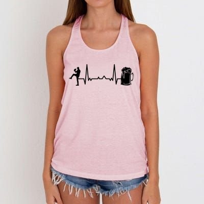 Funny Baseball Player Cute Gift Heartbeat Ekg Baseballer Gift Women's Knotted Racerback Tank