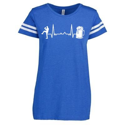 Funny Baseball Player Cute Gift Heartbeat Ekg Baseballer Gift Enza Ladies Jersey Football T-Shirt