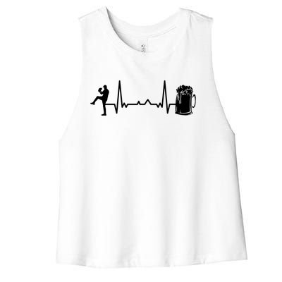 Funny Baseball Player Cute Gift Heartbeat Ekg Baseballer Gift Women's Racerback Cropped Tank