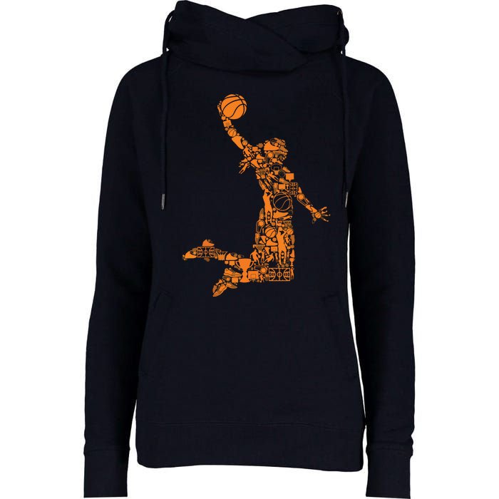 Female Basketball Player Womens Funnel Neck Pullover Hood