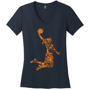 Female Basketball Player Women's V-Neck T-Shirt