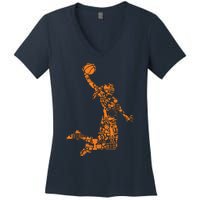 Female Basketball Player Women's V-Neck T-Shirt