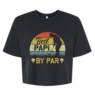 Funny Best Papi By Par Fathers Day Golf Lover Golfer Bella+Canvas Jersey Crop Tee