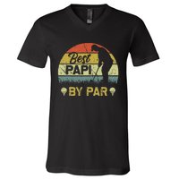 Funny Best Papi By Par Fathers Day Golf Lover Golfer V-Neck T-Shirt