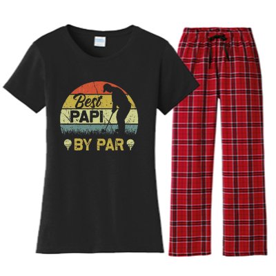 Funny Best Papi By Par Fathers Day Golf Lover Golfer Women's Flannel Pajama Set