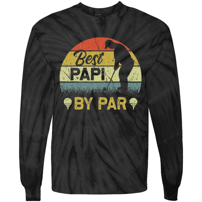 Funny Best Papi By Par Fathers Day Golf Lover Golfer Tie-Dye Long Sleeve Shirt