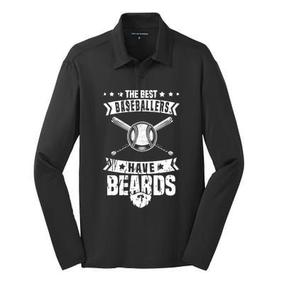 Funny Baseball Player Beard Gift Bearded Baseballer Cute Gift Silk Touch Performance Long Sleeve Polo