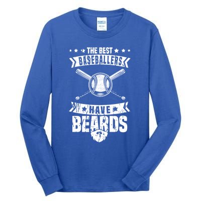 Funny Baseball Player Beard Gift Bearded Baseballer Cute Gift Tall Long Sleeve T-Shirt