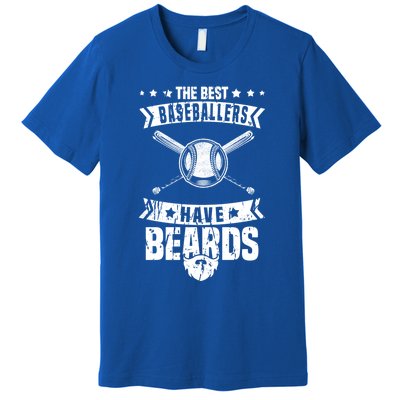 Funny Baseball Player Beard Gift Bearded Baseballer Cute Gift Premium T-Shirt