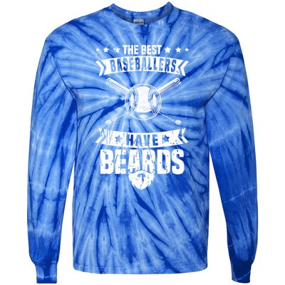 Funny Baseball Player Beard Gift Bearded Baseballer Cute Gift Tie-Dye Long Sleeve Shirt