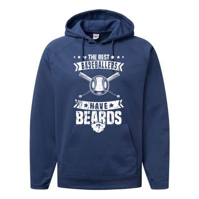 Funny Baseball Player Beard Gift Bearded Baseballer Cute Gift Performance Fleece Hoodie