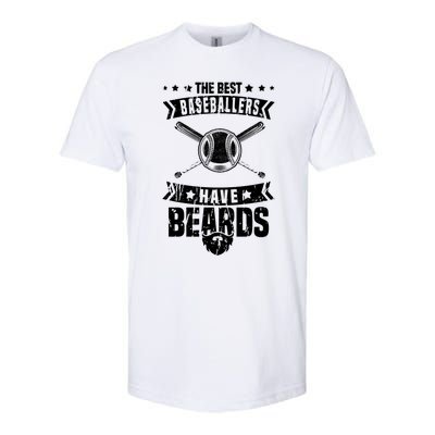 Funny Baseball Player Beard Gift Bearded Baseballer Cute Gift Softstyle CVC T-Shirt