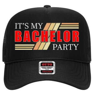 Funny Bachelor Party Graphic High Crown Mesh Back Trucker Hat