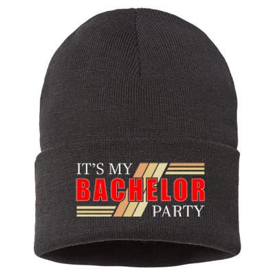 Funny Bachelor Party Graphic Sustainable Knit Beanie