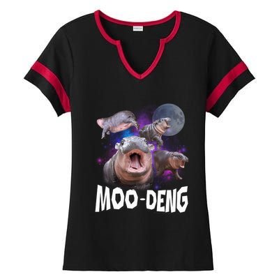 Famous Baby Pygmy Hippo Moo Deng Funny For Animal Lover Ladies Halftime Notch Neck Tee