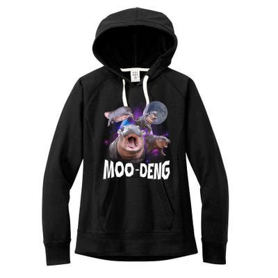 Famous Baby Pygmy Hippo Moo Deng Funny For Animal Lover Women's Fleece Hoodie