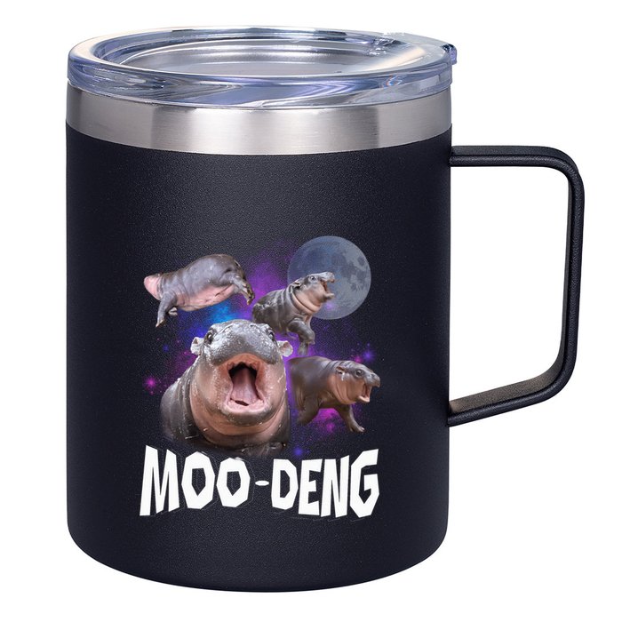 Famous Baby Pygmy Hippo Moo Deng Funny For Animal Lover 12oz Stainless Steel Coffee Mug