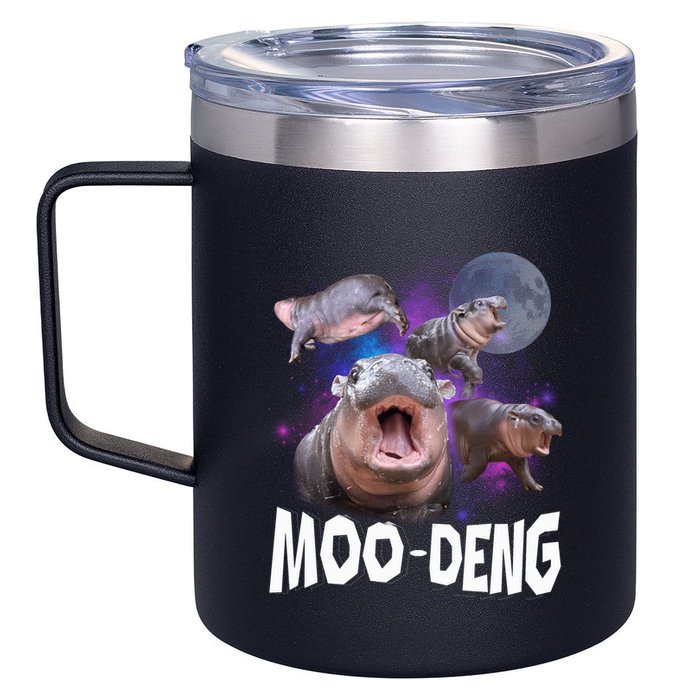 Famous Baby Pygmy Hippo Moo Deng Funny For Animal Lover 12oz Stainless Steel Coffee Mug