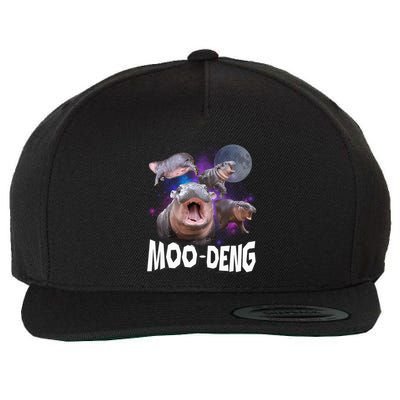 Famous Baby Pygmy Hippo Moo Deng Funny For Animal Lover Wool Snapback Cap