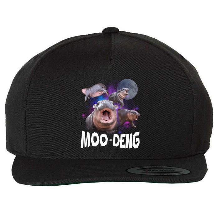 Famous Baby Pygmy Hippo Moo Deng Funny For Animal Lover Wool Snapback Cap