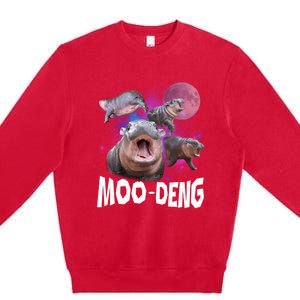 Famous Baby Pygmy Hippo Moo Deng Funny For Animal Lover Premium Crewneck Sweatshirt