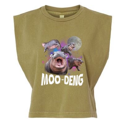 Famous Baby Pygmy Hippo Moo Deng Funny For Animal Lover Garment-Dyed Women's Muscle Tee