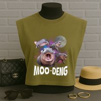 Famous Baby Pygmy Hippo Moo Deng Funny For Animal Lover Garment-Dyed Women's Muscle Tee