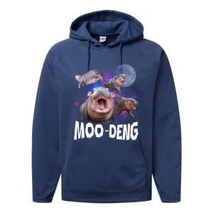 Famous Baby Pygmy Hippo Moo Deng Funny For Animal Lover Performance Fleece Hoodie