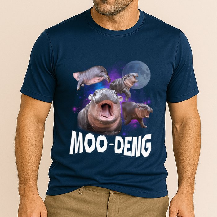 Famous Baby Pygmy Hippo Moo Deng Funny For Animal Lover Cooling Performance Crew T-Shirt